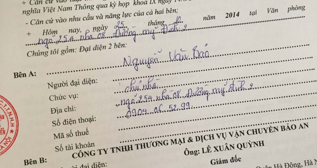 Khách hàng Nguyễn Văn Bảo tại Nam Từ Liêm, Hà Nội