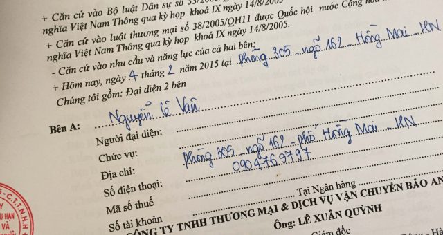 Khách hàng Nguyễn Lê Vân tại Hồng Mai, Hai Bà Trưng, Hà Nội