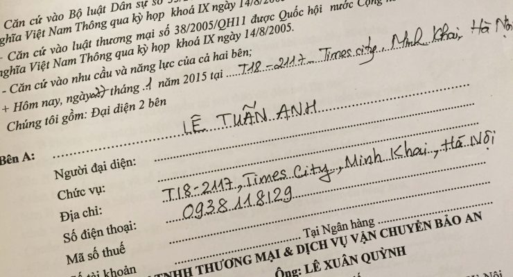 Khách hàng Lê Tuấn Anh tại Times City, Minh Khai, Hà Nội