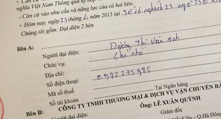 Khách hàng Dương Thị Vân Anh tại Kim Mã, Ba Đình, Hà Nội